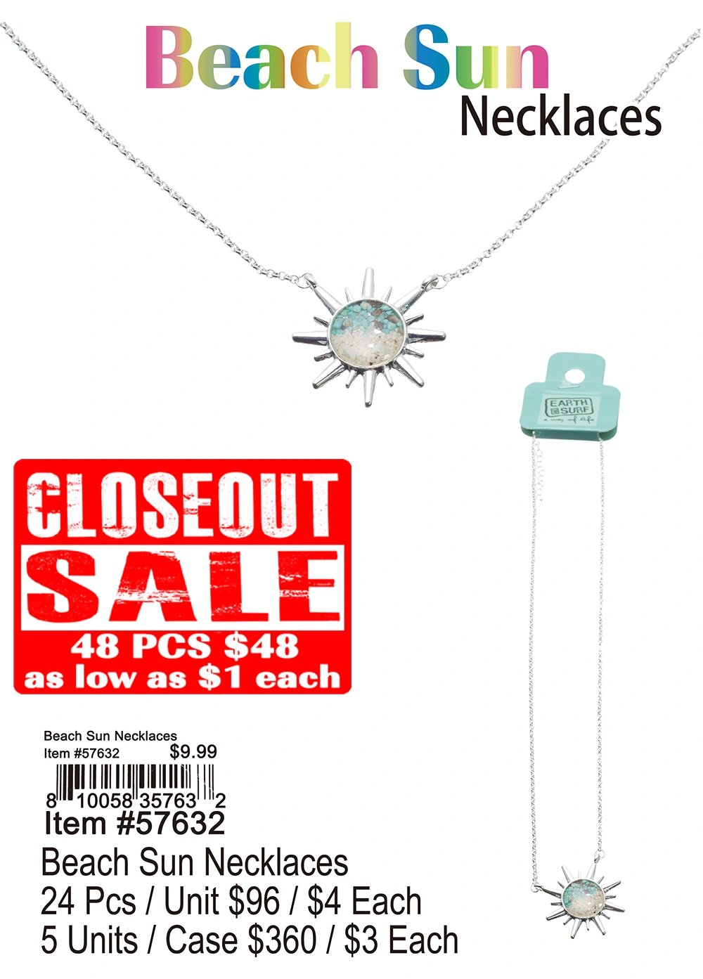 Beach Sun Necklaces Closeout